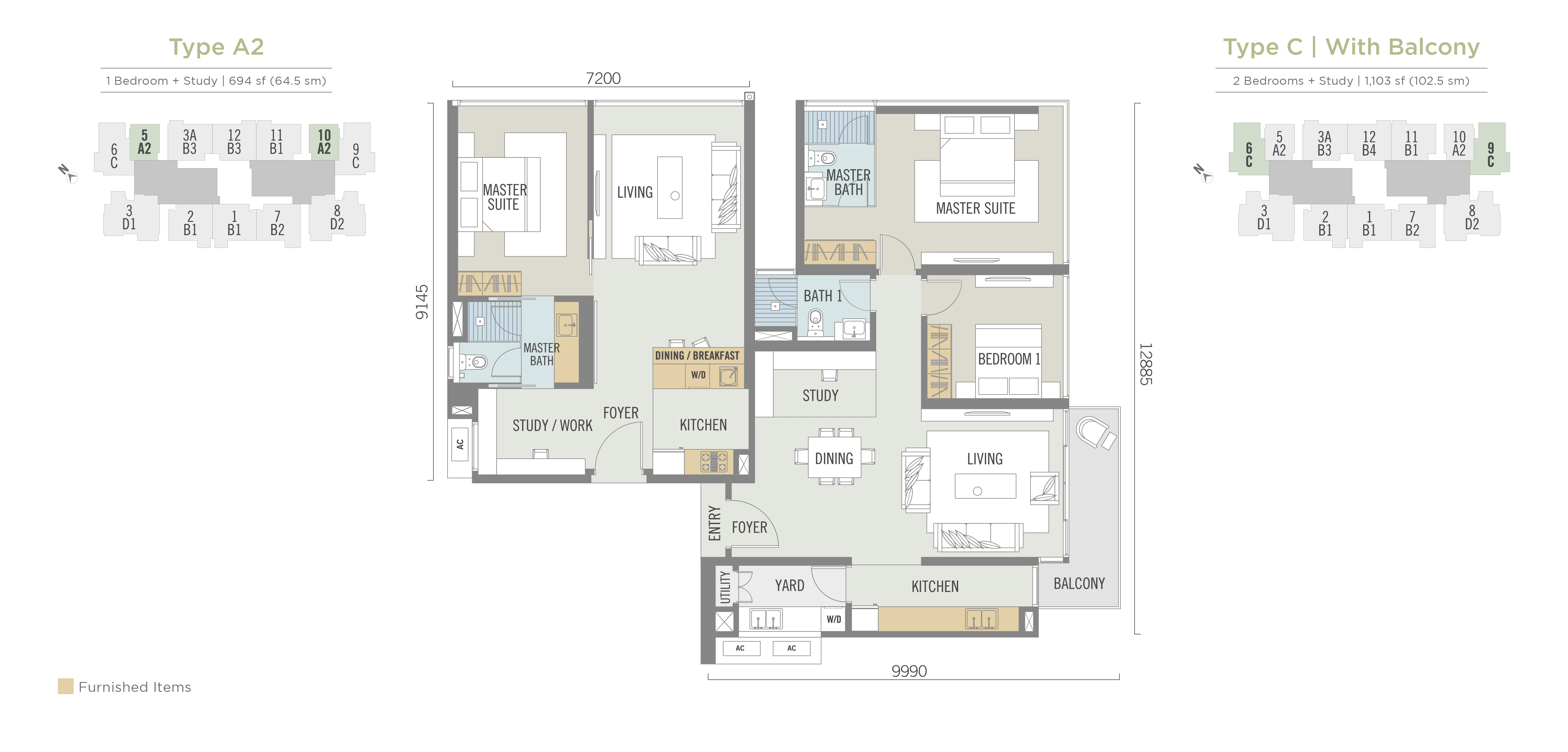 Type A & C |Typical Floor Plans with Dual Key Concept